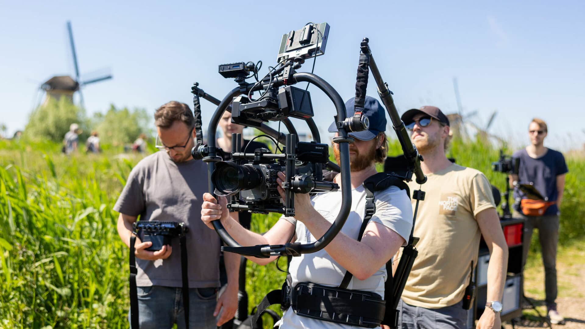 Filmploeg in UNESCO Werelderfgoed Kinderdijk