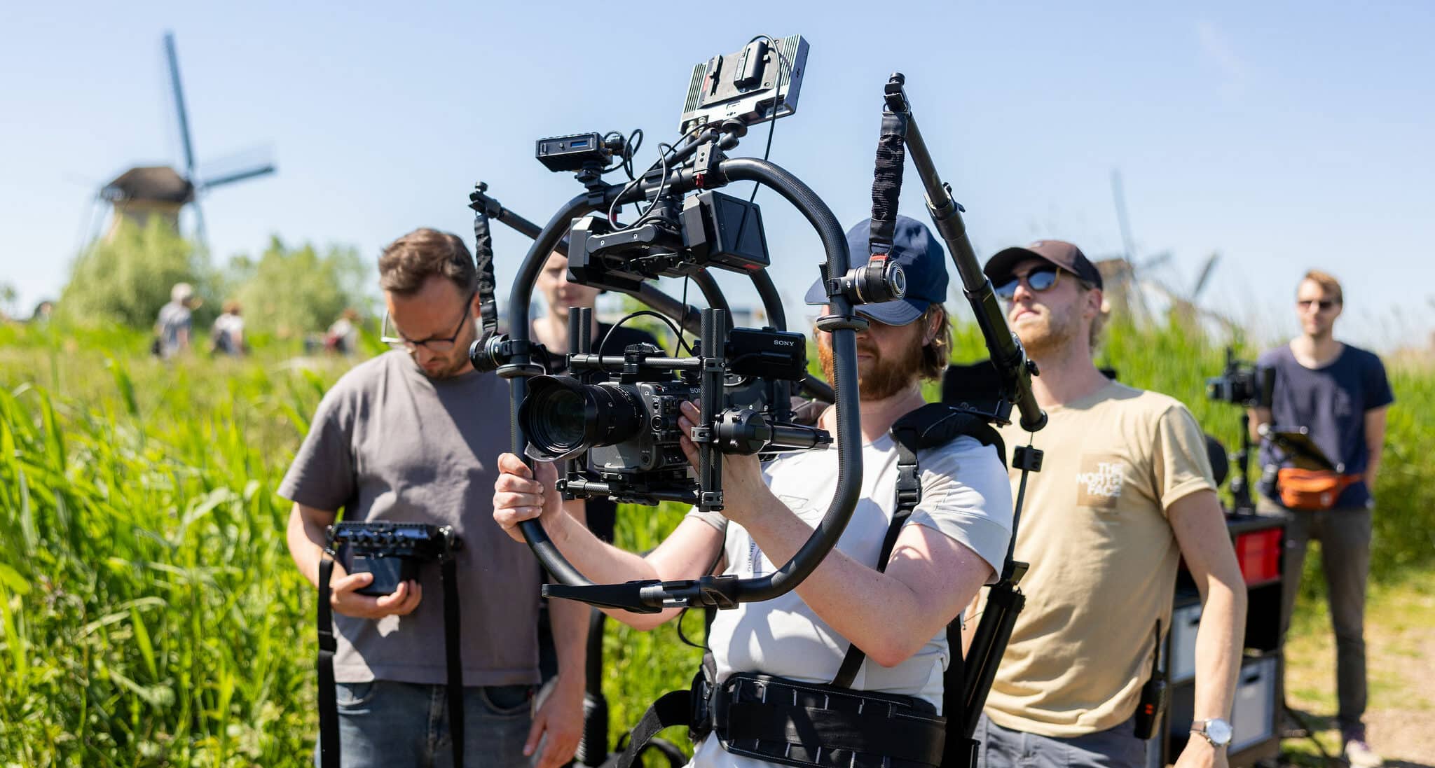 Filmploeg in UNESCO Werelderfgoed Kinderdijk